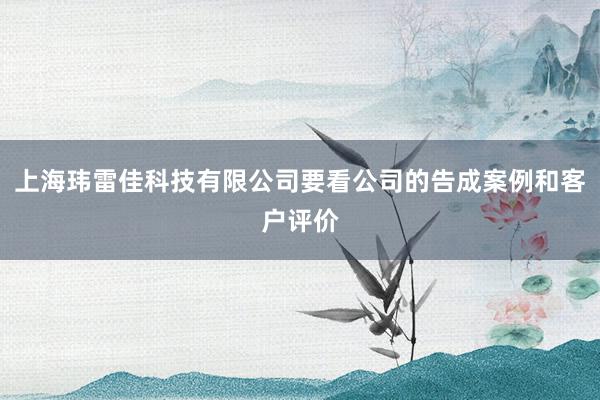 上海玮雷佳科技有限公司要看公司的告成案例和客户评价